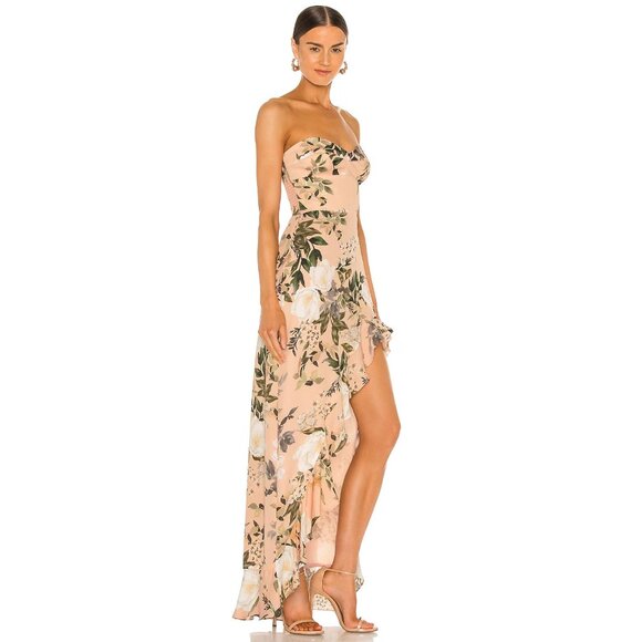 Amanda Uprichard X Revolve Eden Gown Strapless Maxi Rose Floral Pink Medium - Picture 2 of 13